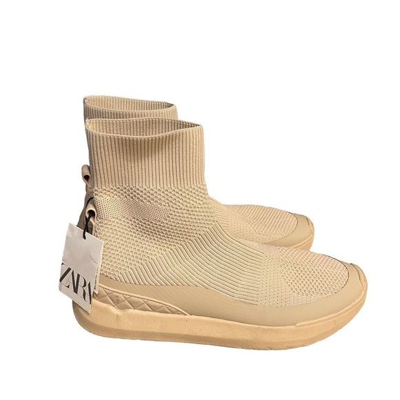 Zara STRETCHY SOCK-STYLE SNEAKER BOOTS Women’s 8.5 40 SHORT BROWN /SR19 Used - Picture 5 of 11